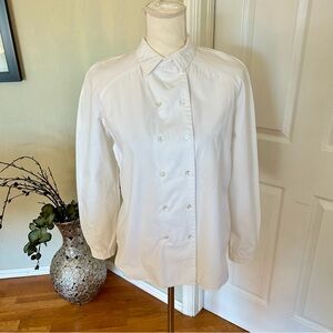 Vtg 80s Calvin Klein Double Button Long Sleeve White Shirt Women’s 8 Rare Label